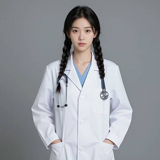 Realistic Female Doctor in Lab Coat