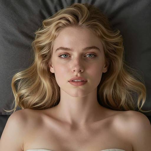 Blonde Woman on Dark Pillow