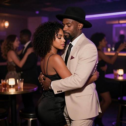 Intimate Nightclub Dance in Purple Light