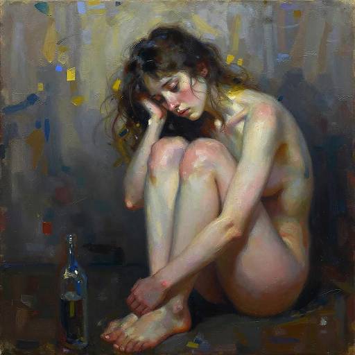 Avant-Garde Oil Portrait of Melancholy