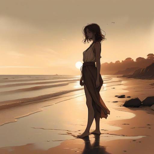Woman at Beach During Sunset