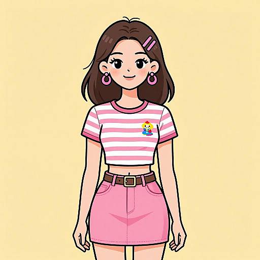 Smiling Woman in Retro Pop Outfit