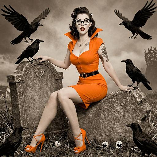 Rockabilly Vintage Vampire Pinup Art