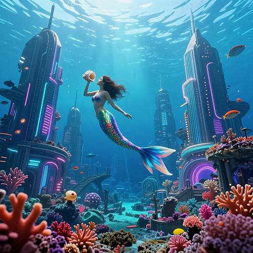 Surreal Futuristic Underwater Cityscape