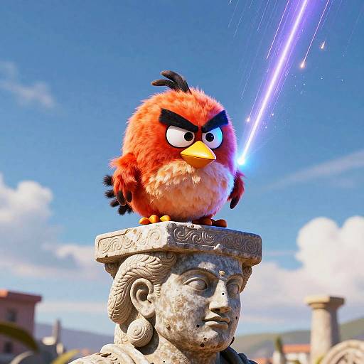 Angry Bird on Ancient Statue