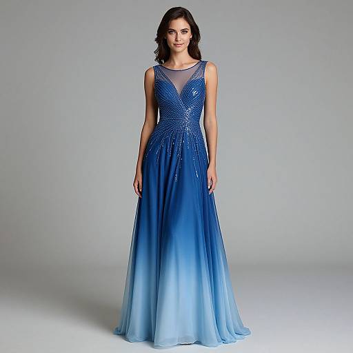 Elegant Ombre Blue Prom Dress