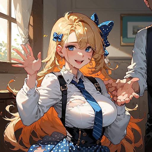 Torn School Doll Looking at Viewer