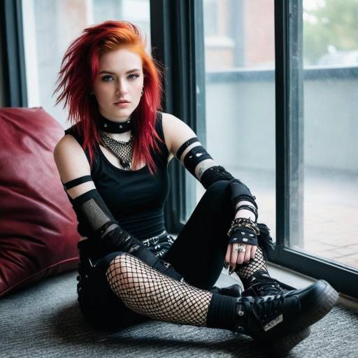 Young Woman with Punk Style Sitting by Window