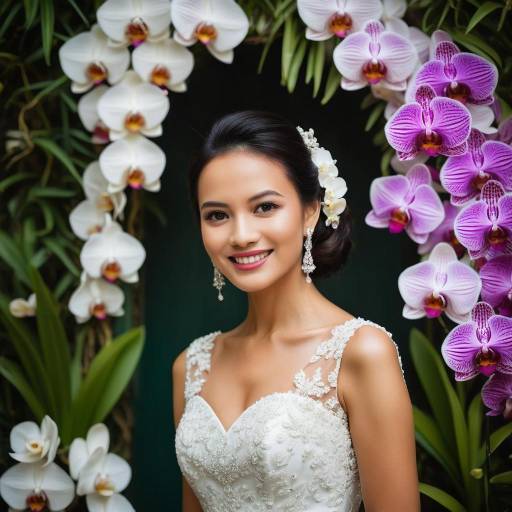 Smiling Bride with Orchids