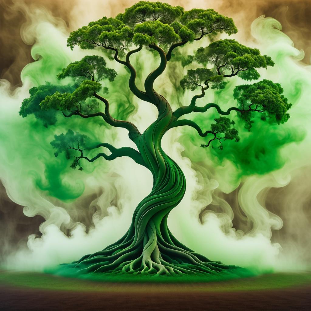 Artistic Smoke Representation of Ancient Tree