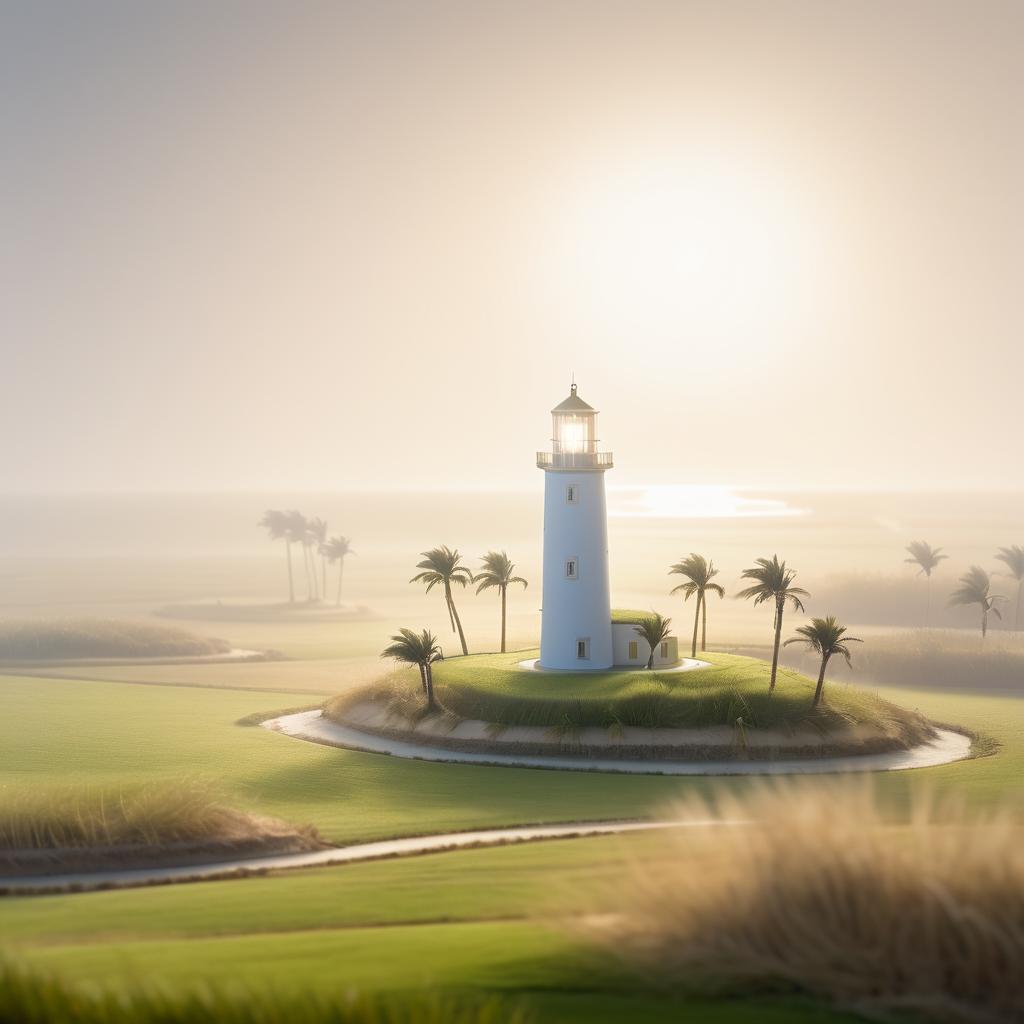 Lighthouse Serenity Amidst Cultivated Landscape