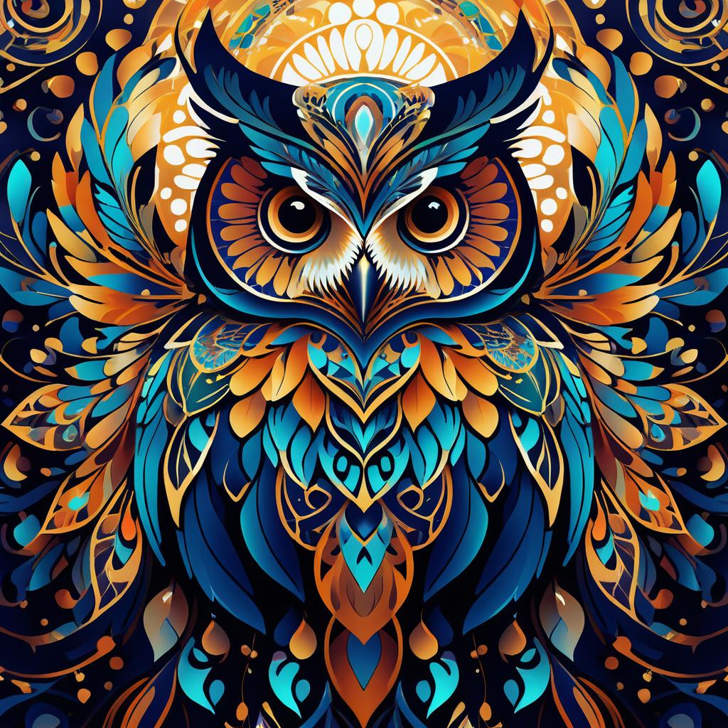 Elegant Abstract Owl in Art Nouveau Style