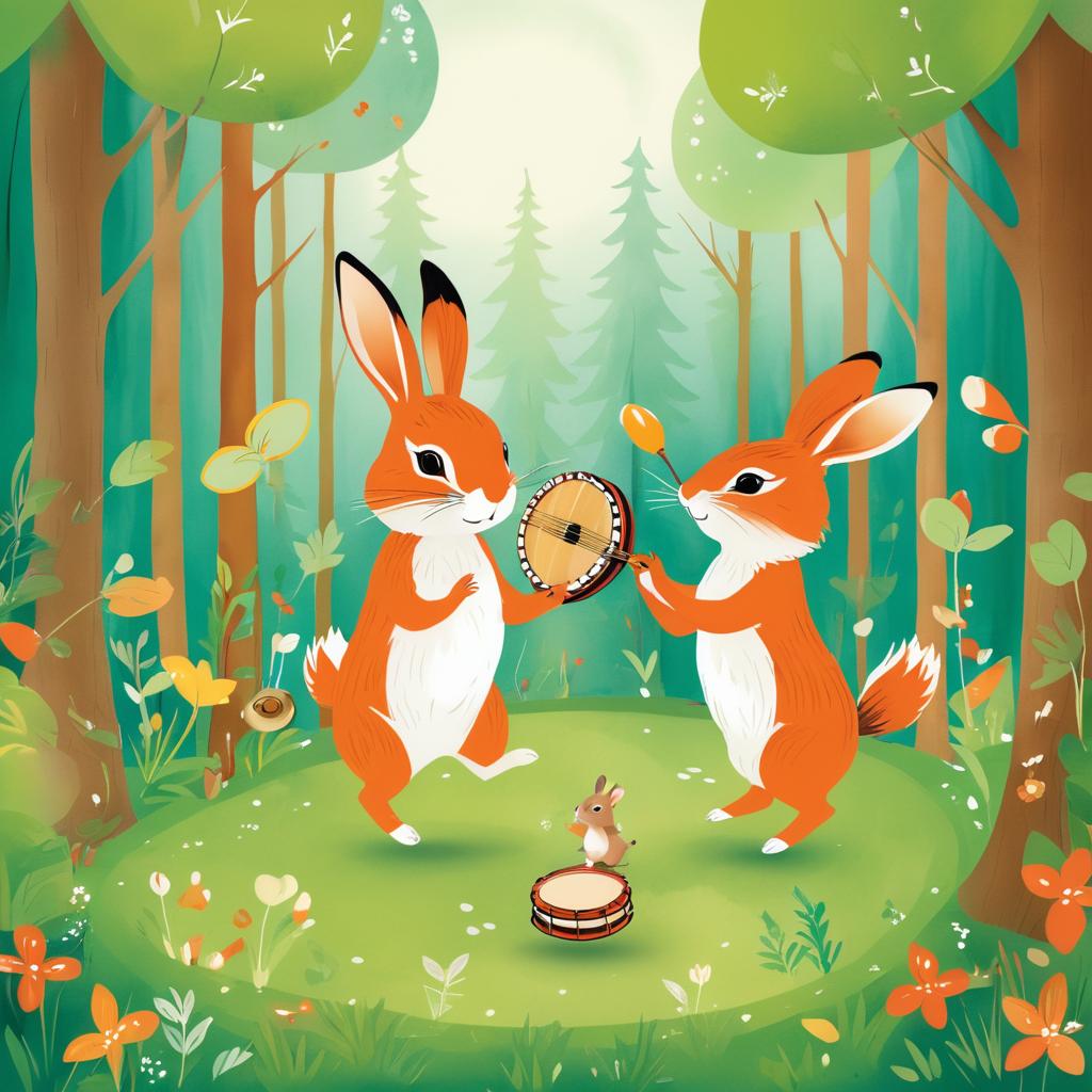 Whimsical Forest: Rabbit and Chipmunk Duo