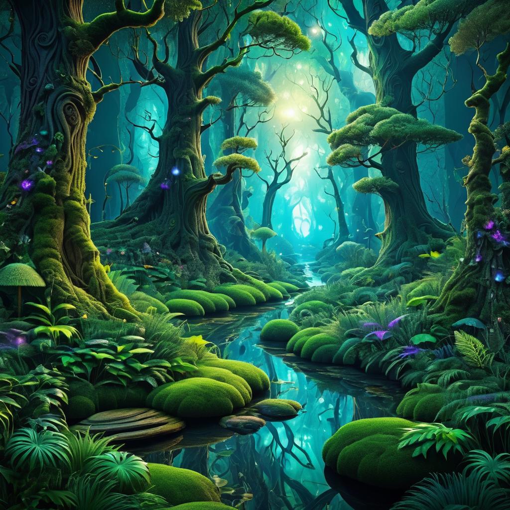 Diverse Art Styles in a Mystical Forest