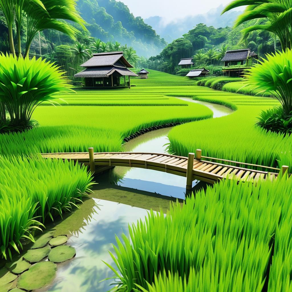 Journey Through a Tranquil Rice Paddy