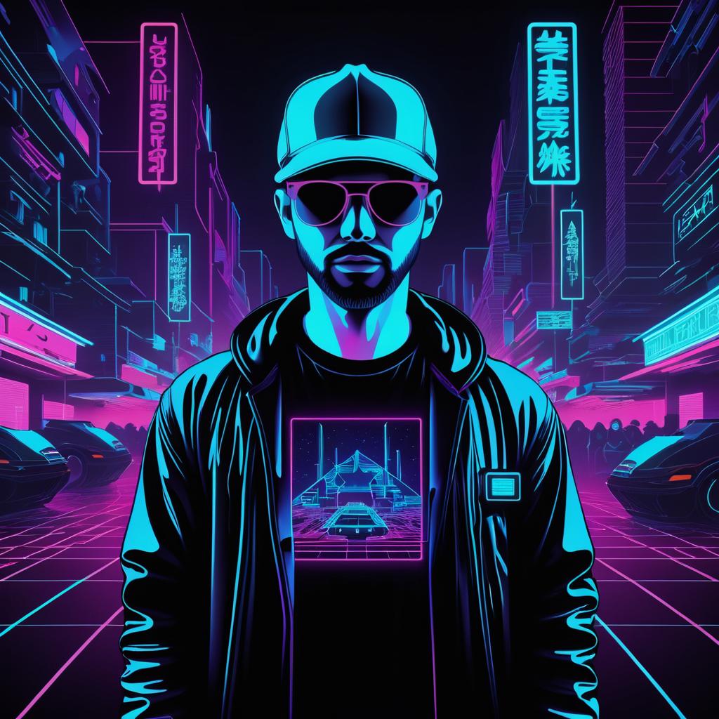 Neon Cyberpunk Street Market T-Shirt Design