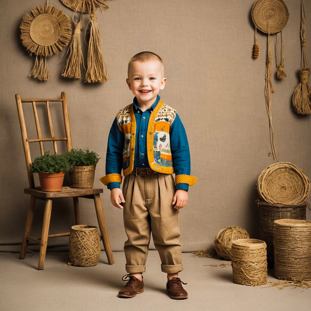 Cheerful Boy in Folklore Outfit