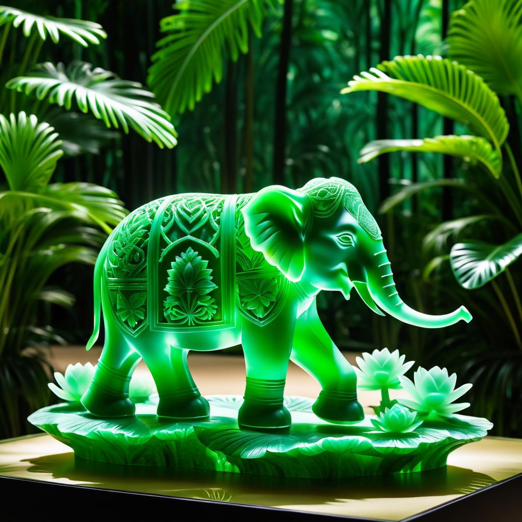 Exquisite 3D Jade Elephant Sculpture