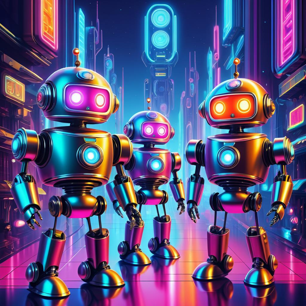 Cheerful Retro Sci-Fi Robots Design