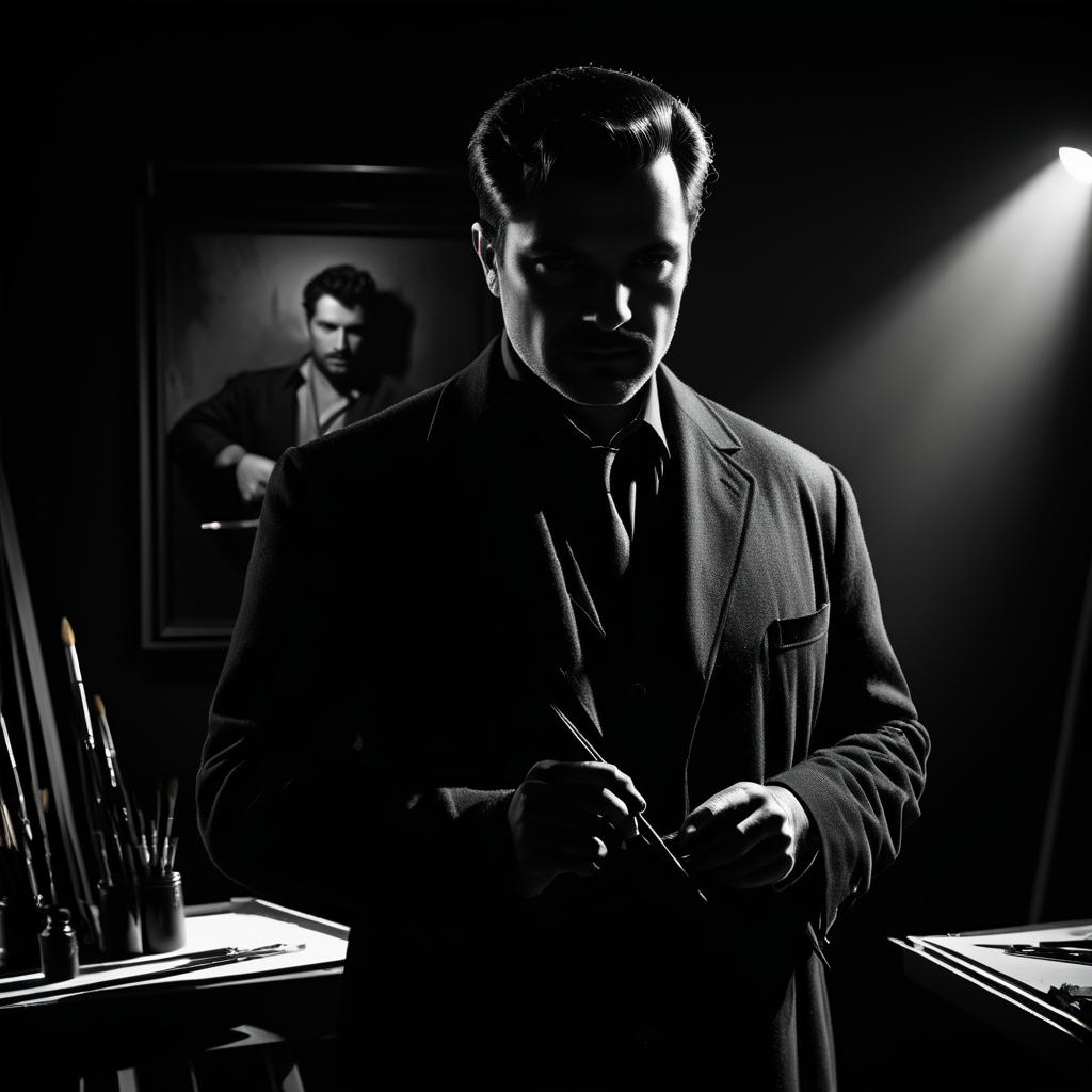 Brooding Artist in Dramatic Noir Portrait