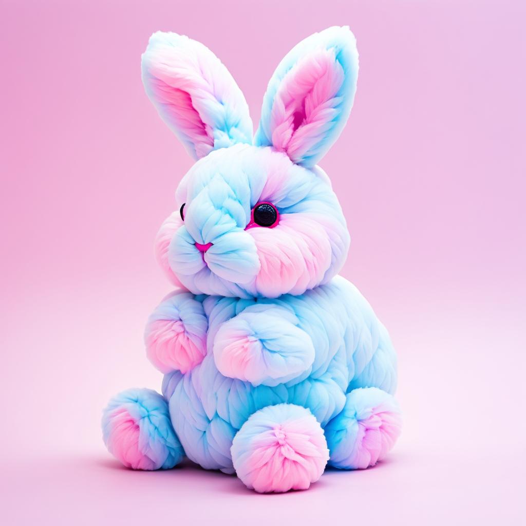 Whimsical Cotton Candy Rabbit Creation