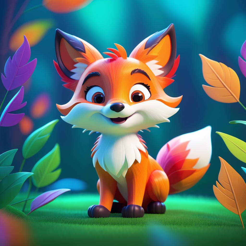 Vibrant Abstract Render of a Smiling Fox