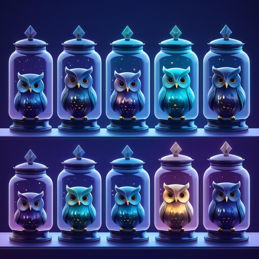 Elegant Owls Collection in Glass Jars