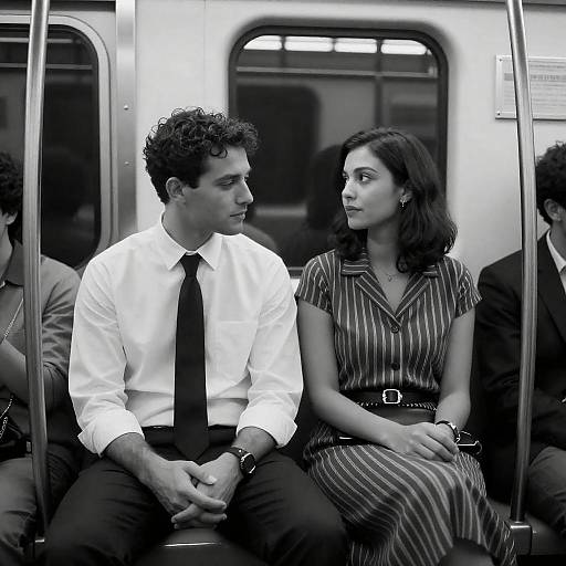 Candid Subway Moment: Black and White