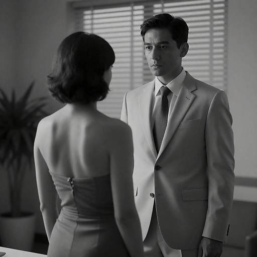 Black-and-White Dramatic Nude Confrontation Scene