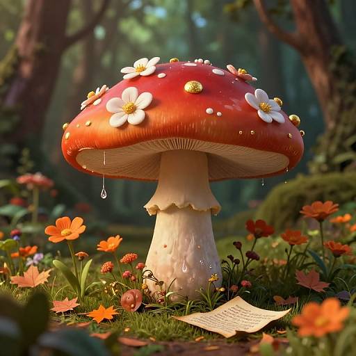 Whimsical 3D Fantasy Mushroom Scene