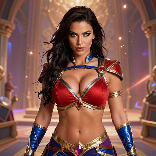 Confident Fantasy Heroine in Vibrant Arena