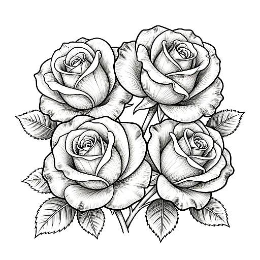 Realistic Rose Coloring Pages