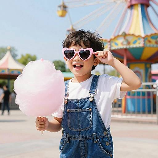 Playful Young Woman at Amusement Park