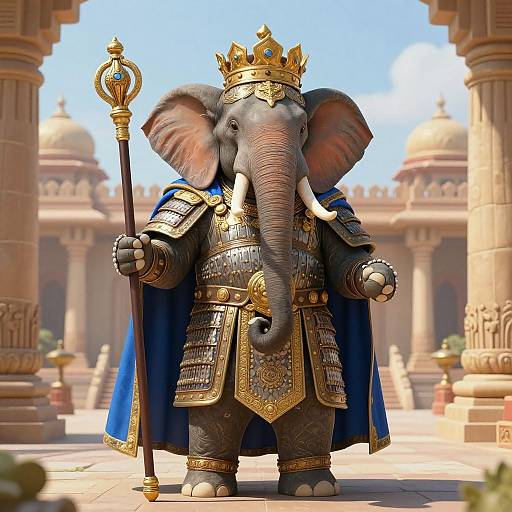 Majestic Elephant King in Armor