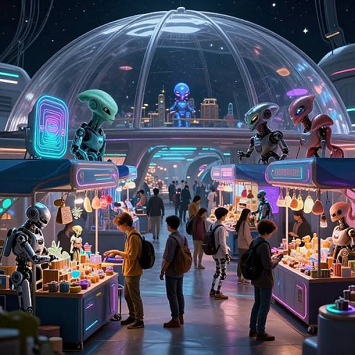 Futuristic Sci-Fi Space Market Scene