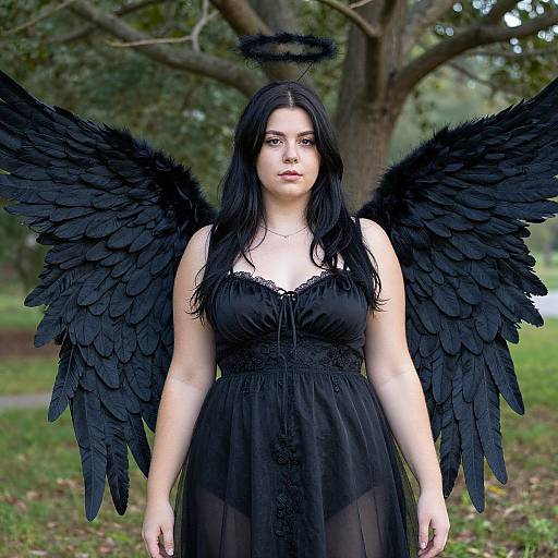 Plus Size Dark Angel Costume Realistic Photo