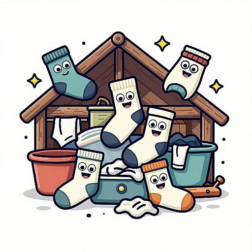 Whimsical Animated Socks in Attic