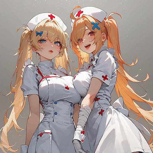 Anime Nurses with Long Twintails