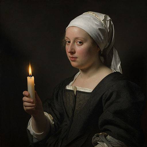 Woman with Candle in Chiaroscuro