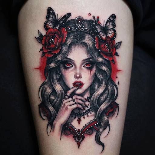 Gothic Portrait Tattoo on Pale Skin