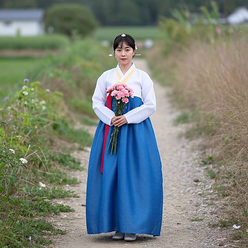 Woman in Vibrant Modern Hanbok