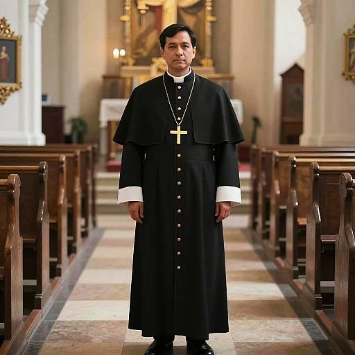 Man in Priest's Robes in Church