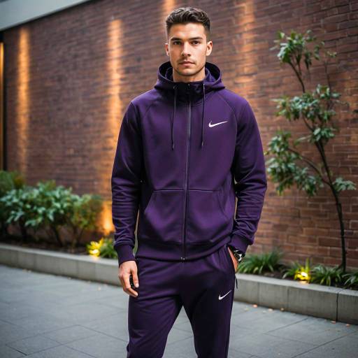 Man in Nike Eggplant Tech Fleece Tracksuit