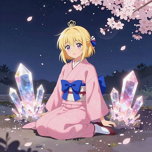 Anime Girl in Magical Night Scene