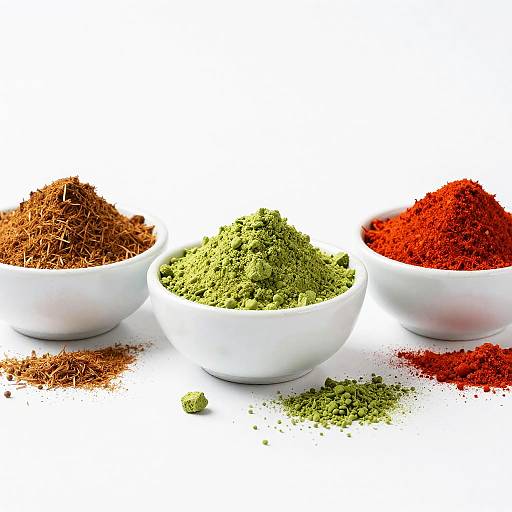 Vibrant Spices in White Ceramic Bowls