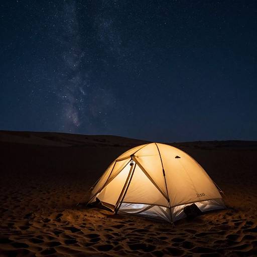 Luminous Desert Tent Under Starry Sky