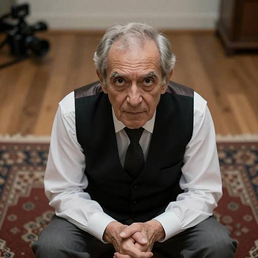 Intense Portrait of Elderly Man Indoors