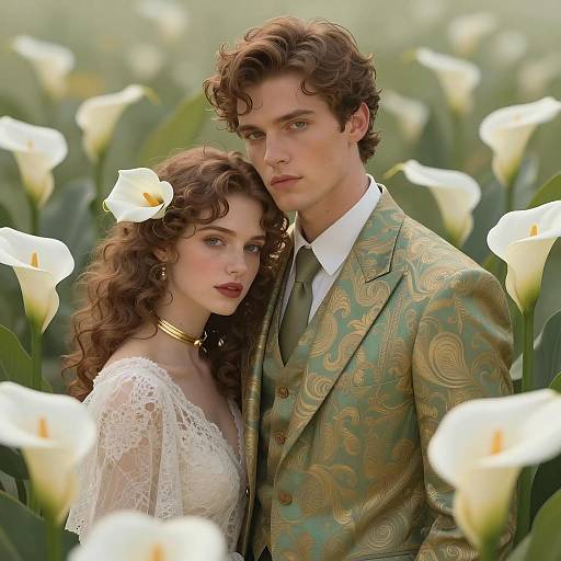 Dreamy Couple Amidst Calla Lilies