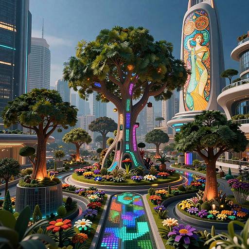 Cybernetic Futuristic Garden of Eden