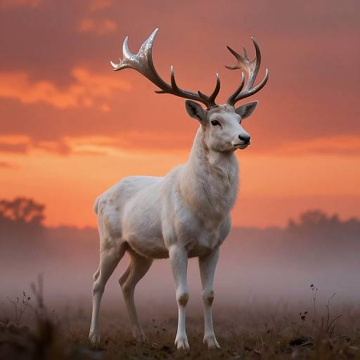 Majestic Mythical White Stag Portrait